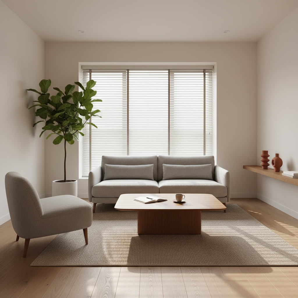 Sala comercial com persianas verticais modernas